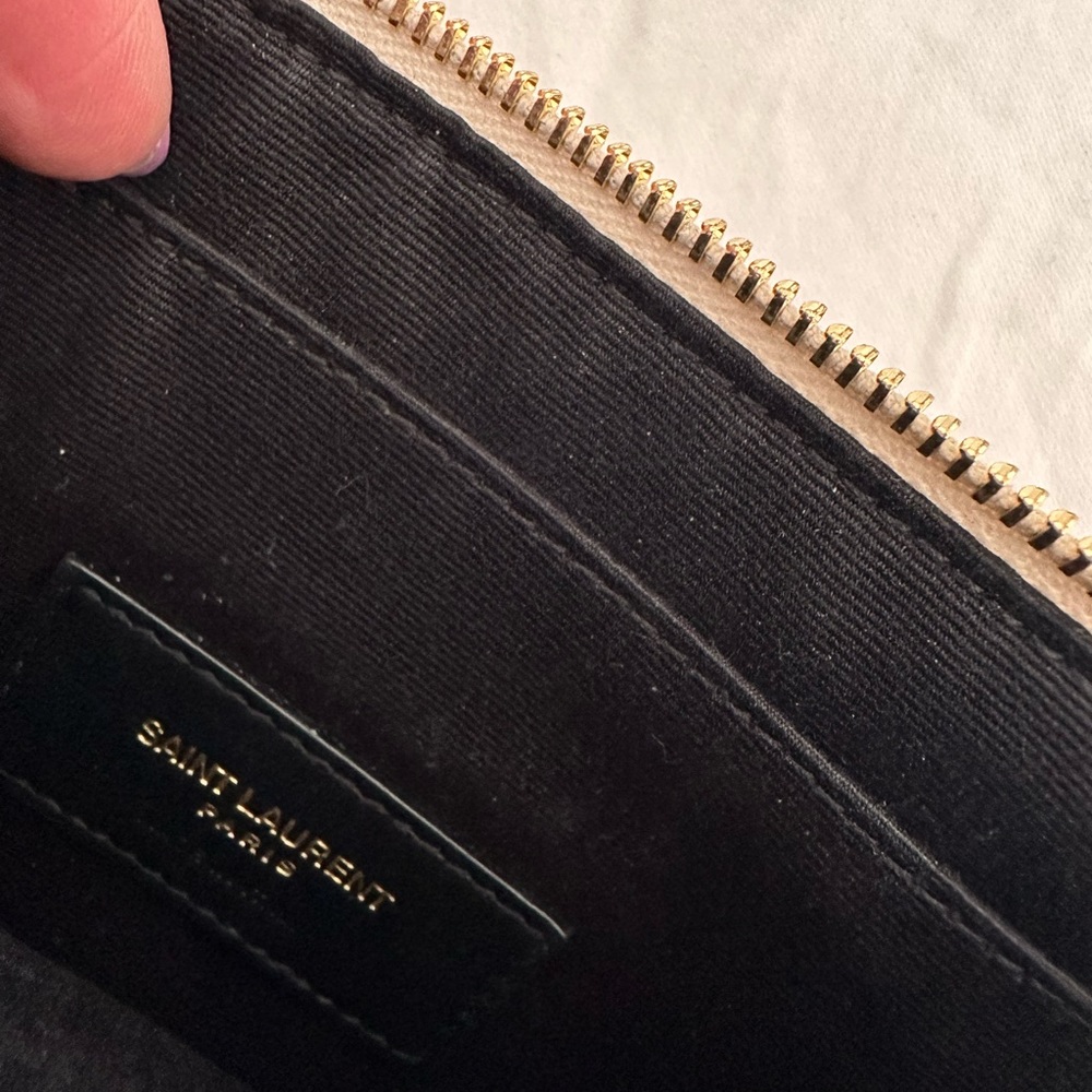 YSL Monogram Leather Pouch In Cherry Print - Picture 6 of 9